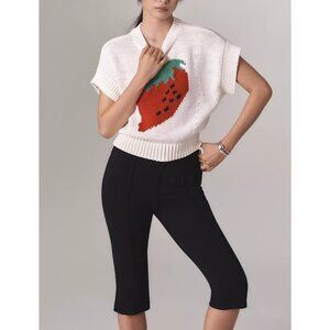 The Pippa Crew-Neck Sweater by Maeve: Cap-Sleeve Edition Strawberry XL Petite